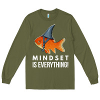 Army Green mindset motivational quote cute goldfish shark fish t shirt Long Sleeve Tee - linhVisuals