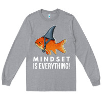 Heather Grey mindset motivational quote cute goldfish shark fish t shirt Long Sleeve Tee - linhVisuals