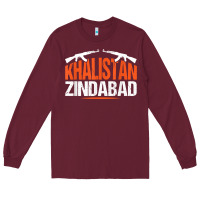 Burgundy sikh khalistan zindabad singh punjabi t shirt Long Sleeve Tee - linhVisuals