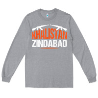 Heather Grey sikh khalistan zindabad singh punjabi t shirt Long Sleeve Tee - linhVisuals