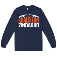 Navy sikh khalistan zindabad singh punjabi t shirt Long Sleeve Tee - linhVisuals