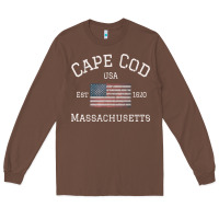 Cape Cod Massachusetts American Flag Usa Travel Vintage Pullover Hoodi Long Sleeve Tee | Teevron