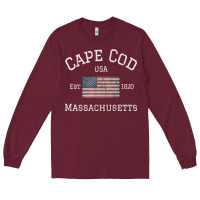 Burgundy cape cod massachusetts american flag usa travel vintage pullover hoodi Long Sleeve Tee - linhVisuals
