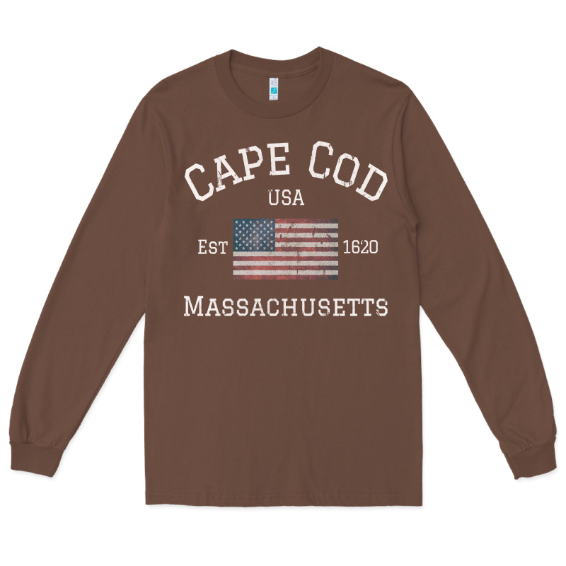 Cape Cod Massachusetts American Flag Usa Travel Vintage Pullover Hoodi Long Sleeve Tee by linhVisuals | Teevron