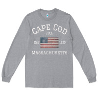 Heather Grey cape cod massachusetts american flag usa travel vintage pullover hoodi Long Sleeve Tee - linhVisuals