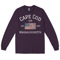 Plum cape cod massachusetts american flag usa travel vintage pullover hoodi Long Sleeve Tee - linhVisuals