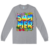 Heather Grey summer time Long Sleeve Tee - CowhideDigitalArt