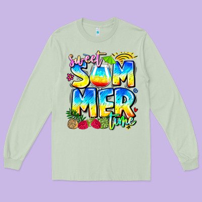 Summer Time Long Sleeve Tee Designed By Cowhidedigitalart
