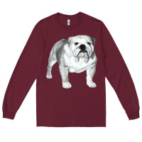 Burgundy English Bulldog Art Long Sleeve Tee - linhVisuals
