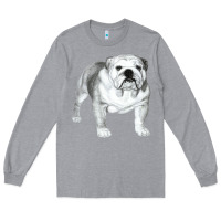 Heather Grey English Bulldog Art Long Sleeve Tee - linhVisuals