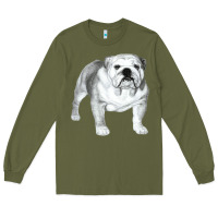 Army Green English Bulldog Art Long Sleeve Tee - linhVisuals
