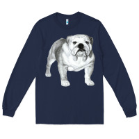 Navy English Bulldog Art Long Sleeve Tee - linhVisuals