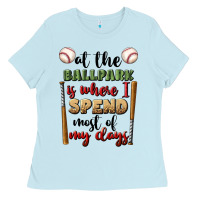 Baby Blue at the ballpark is where i spend most my days Ladies Tee - BundleAndBundleShop