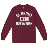 Burgundy el bronx nueva york nyc gym style distressed white print t shirt Long Sleeve Tee - linhVisuals