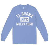 Colony Blue el bronx nueva york nyc gym style distressed white print t shirt Long Sleeve Tee - linhVisuals