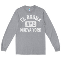 Heather Grey el bronx nueva york nyc gym style distressed white print t shirt Long Sleeve Tee - linhVisuals