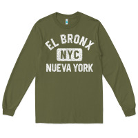 Army Green el bronx nueva york nyc gym style distressed white print t shirt Long Sleeve Tee - linhVisuals