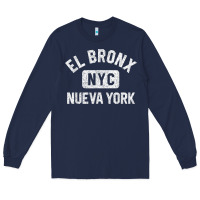 Navy el bronx nueva york nyc gym style distressed white print t shirt Long Sleeve Tee - linhVisuals