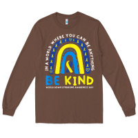 Be Kind Down Syndrome Awareness Blue Ribbon Rainbow March 21 T Shirt Long Sleeve Tee | Teevron