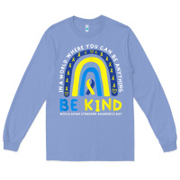 Colony Blue be kind down syndrome awareness blue ribbon rainbow march 21 t shirt Long Sleeve Tee - linhVisuals