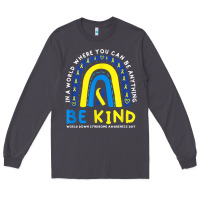 Smoke be kind down syndrome awareness blue ribbon rainbow march 21 t shirt Long Sleeve Tee - linhVisuals