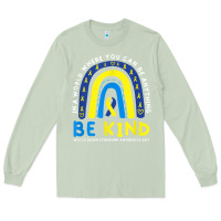 Matcha be kind down syndrome awareness blue ribbon rainbow march 21 t shirt Long Sleeve Tee - linhVisuals