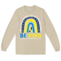 Mushroom be kind down syndrome awareness blue ribbon rainbow march 21 t shirt Long Sleeve Tee - linhVisuals