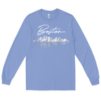 Colony Blue boston skyline t shirt for women, men, girls & boys Long Sleeve Tee - linhVisuals