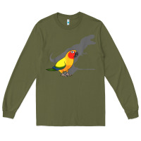 Army Green cute screaming parrot, birb memes, funny t rex sun conure t shirt Long Sleeve Tee - linhVisuals