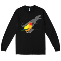 Black cute screaming parrot, birb memes, funny t rex sun conure t shirt Long Sleeve Tee - linhVisuals