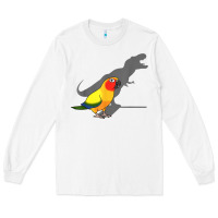 White cute screaming parrot, birb memes, funny t rex sun conure t shirt Long Sleeve Tee - linhVisuals