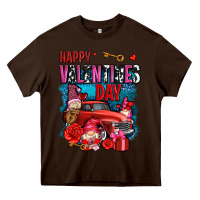 Chocolate Brown happy valentines day with gnomes and truck olivia Heavy Core Tee - OliviaCreatesArt