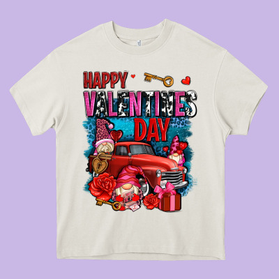 Happy Valentines Day With Gnomes And Truck Olivia Heavy Core Tee Designed By Oliviacreatesart
