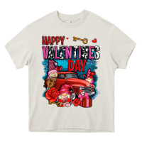 Cream happy valentines day with gnomes and truck olivia Heavy Core Tee - OliviaCreatesArt