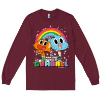 Burgundy cn the amazing world of gumball & darwin rainbow portrait pullover hoo Long Sleeve Tee - linhVisuals