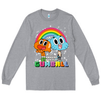 Heather Grey cn the amazing world of gumball & darwin rainbow portrait pullover hoo Long Sleeve Tee - linhVisuals