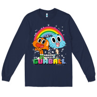 Navy cn the amazing world of gumball & darwin rainbow portrait pullover hoo Long Sleeve Tee - linhVisuals