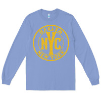 Colony Blue harlem new york nyc vintage sign distressed amber print t shirt Long Sleeve Tee - linhVisuals