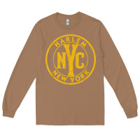 Harlem New York Nyc Vintage Sign Distressed Amber Print T Shirt Long Sleeve Tee | Teevron