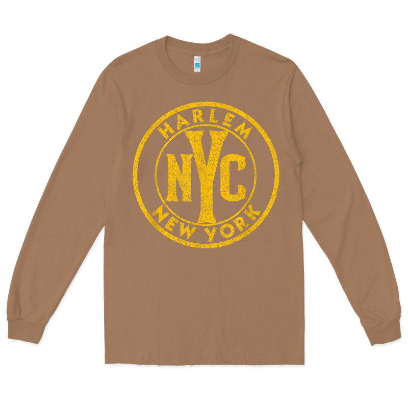 Harlem New York Nyc Vintage Sign Distressed Amber Print T Shirt Long Sleeve Tee by linhVisuals | Teevron
