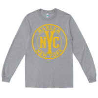 Heather Grey harlem new york nyc vintage sign distressed amber print t shirt Long Sleeve Tee - linhVisuals