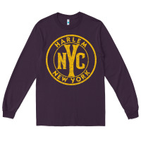 Plum harlem new york nyc vintage sign distressed amber print t shirt Long Sleeve Tee - linhVisuals