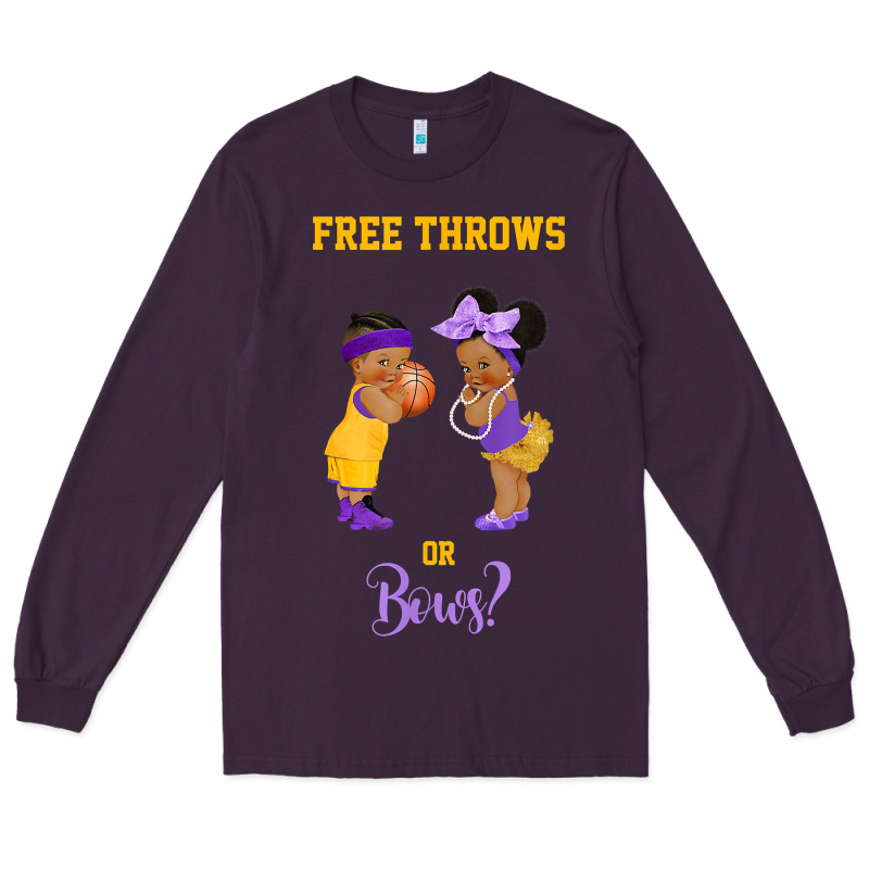 Free Throws Or Bows Basketball Baby Gender Reveal T Shirt Long Sleeve Tee by linhVisuals | Teevron