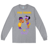 Heather Grey free throws or bows basketball baby gender reveal t shirt Long Sleeve Tee - linhVisuals