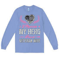 Colony Blue i married my hero proud veteran wife usa military husband t shirt Long Sleeve Tee - linhVisuals