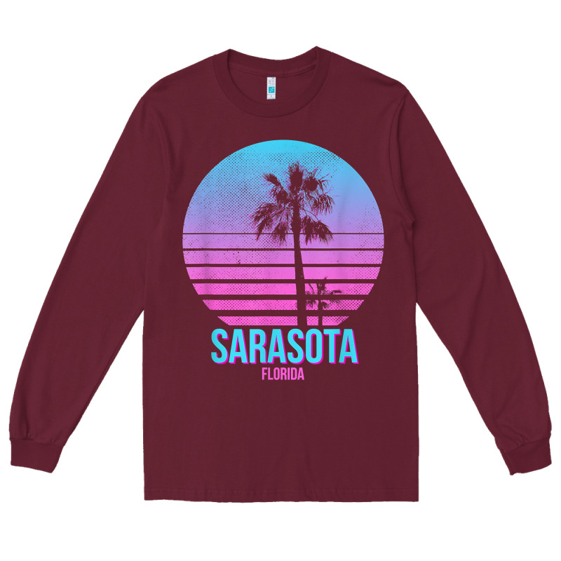 Sarasota Florida Vintage Retro Palm Tree T Shirt Long Sleeve Tee by linhVisuals | Teevron
