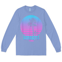 Colony Blue sarasota florida vintage retro palm tree t shirt Long Sleeve Tee - linhVisuals