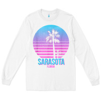White sarasota florida vintage retro palm tree t shirt Long Sleeve Tee - linhVisuals