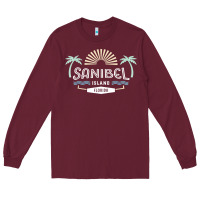 Burgundy sanibel island retro style florida t shirt Long Sleeve Tee - linhVisuals