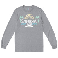 Heather Grey sanibel island retro style florida t shirt Long Sleeve Tee - linhVisuals